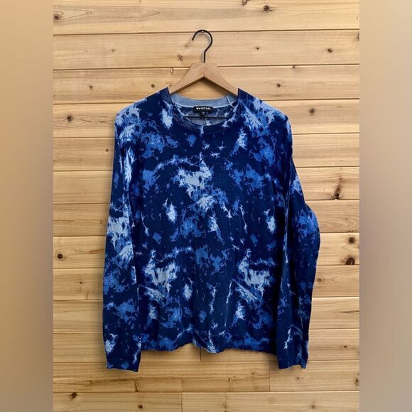 Whistles Size Large Navy Blue Tie Dye Lightweight Cotton Jumper Sweater - Picture 1 of 13